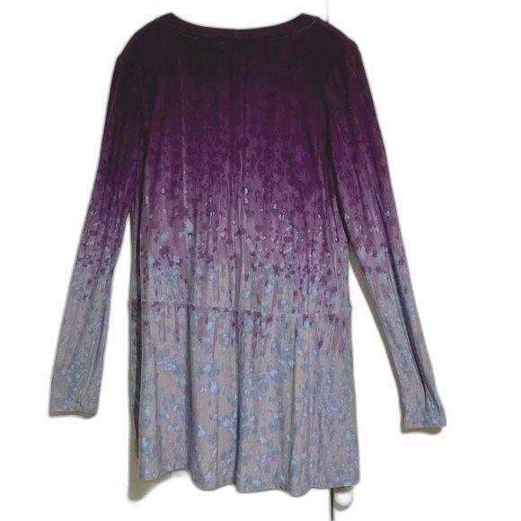 Lori Goldstein LOGO Ombre Button Front Long Sleeve Cardigan Purple Womens Small - Picture 7 of 14